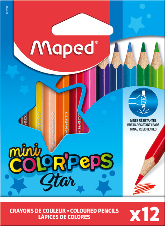 Krāsainie zīmuļi MAPED ColorPeps Mini 12 krāsas