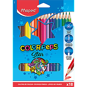 Krāsainie zīmuļi MAPED Color'Peps, 18 krāsas