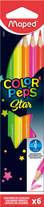 Krāsainie zīmuļi MAPED ColorPeps Fluo, 6 krāsas