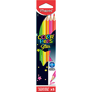 MAPED ColorPeps Fluo Colored Pencils, 6 colors