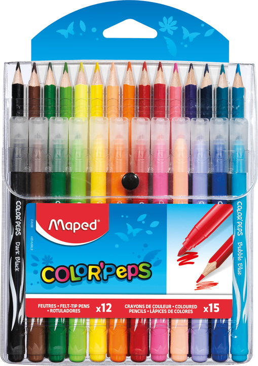 MAPED Jungle flomasteru komplekts 12 krāsas + 15 krāsas zīmuļi