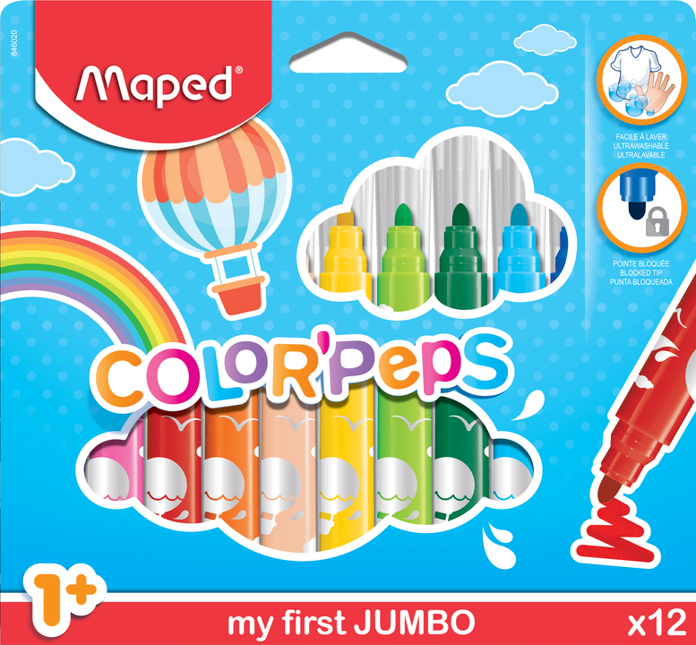 Flomāsteri MAPED Color Peps 12 krāsas, Maxi