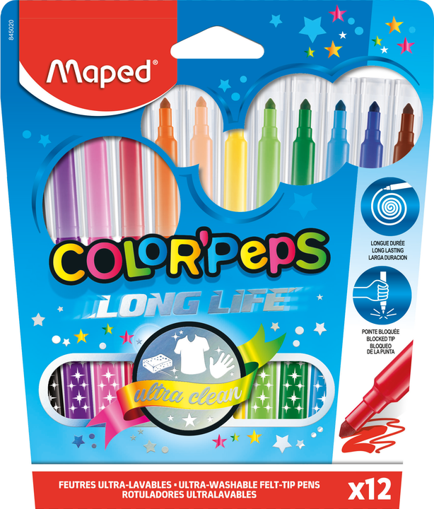 Flomāsteri MAPED ColorPeps Long Life 12 krāsas