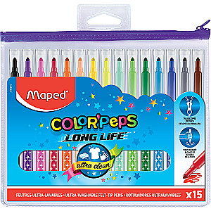 MAPED ColorPeps Long Life flomasteriai 15 spalvų