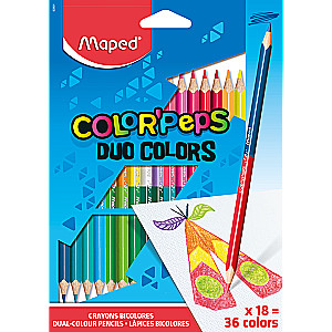 Spalvoti pieštukai MAPED ColorPeps DUO 18 vnt.