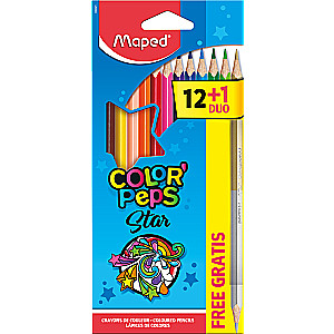 Krāsainie zīmuļi MAPED Color`Peps 12 gabali + 1 DUO zelta/sudraba