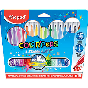 Flomāsteri MAPED Color Peps, 18 krāsas