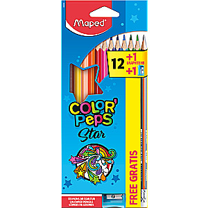 Krāsainie zīmuļi MAPED ColorPeps 12 gabali + 1 Vivo + 1 TM