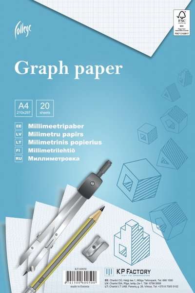 Millimeetri paber College A4, 20 lehte