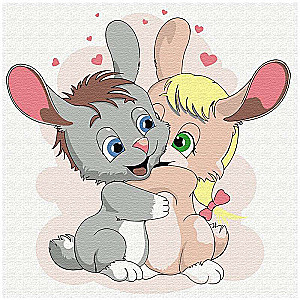 Paint by Numbers - Bunny Friendship, 20x20cm