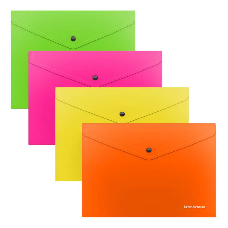 Kunststoff-Ordner mit Druckknopf Glossy Neon, translucent, A5+, assortiert