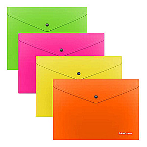 Folder-koperta na przycisku plastikowa Glossy Neon, półprzezroczysta, A5+, asortyment