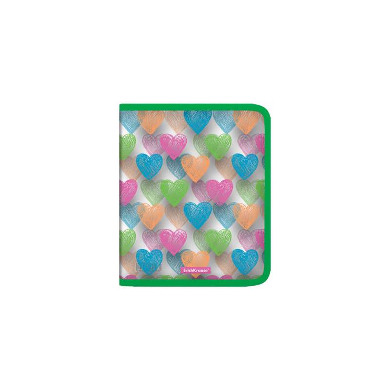 Zippermappe für Notizblätter aus Kunststoff ErichKrause® Neon Hearts, A5+