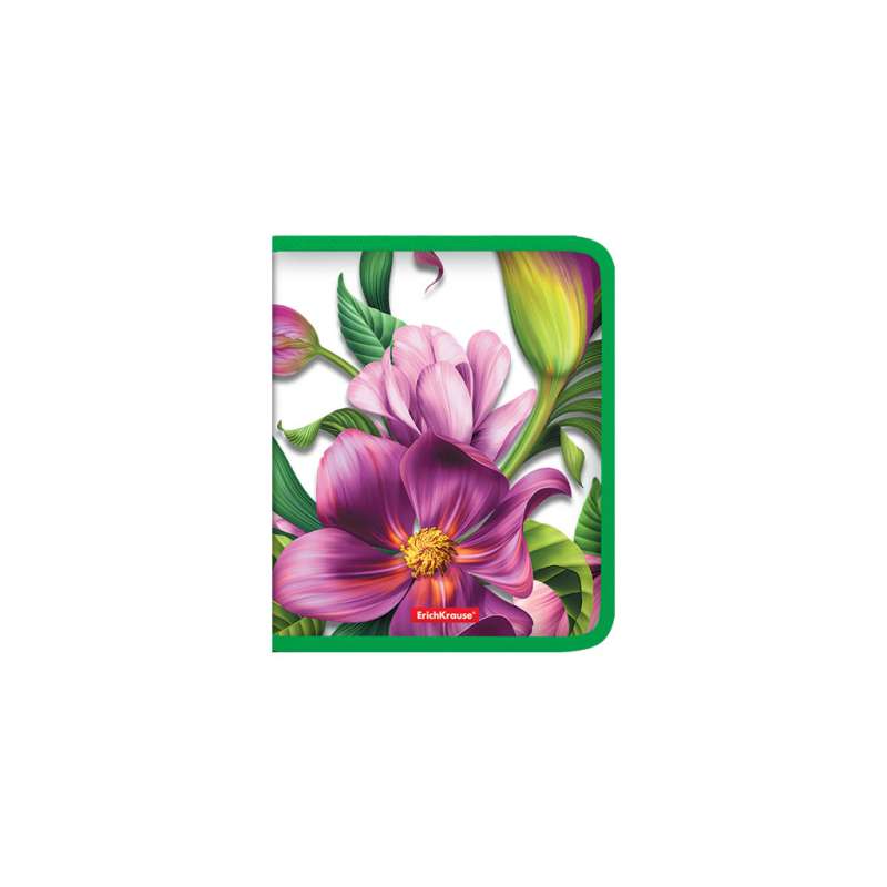 Zippermappe für Notizhefte aus Kunststoff ErichKrause Tropical Flowers, A5+