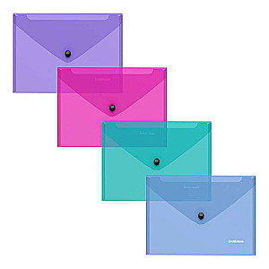 Kunststoff-Clipmappe mit Druckknopf ErichKrause Glossy Vivid, halbtransparent, C6, assortiert