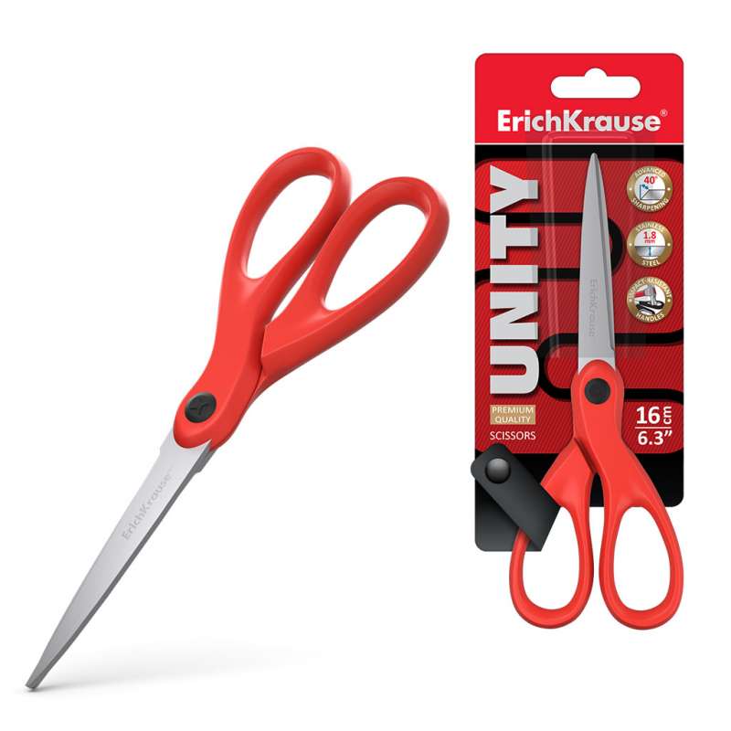 ErichKrause® Unity šķēres, 18cm, sarkanas