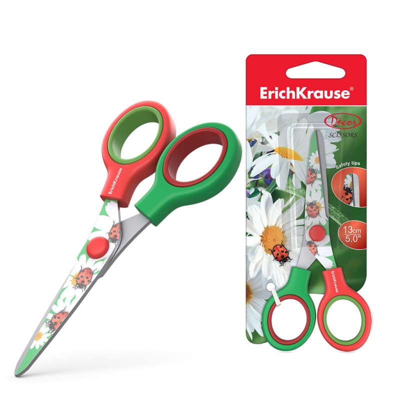 ErichKrause Junior Decor Summer šķēres ar rakstu uz asmeņiem, 13cm