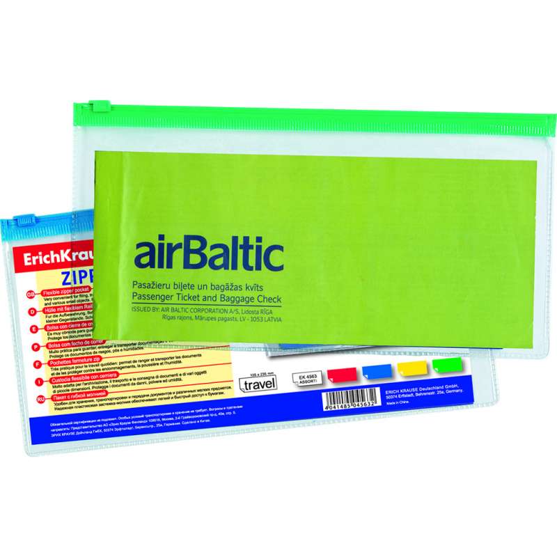 PVC Zip Pocket Plastic Bag ErichKrause® Travel, transparent