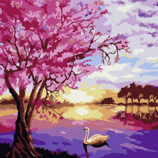 Numbrite joonistamine - Lilla maastik, 30x30cm