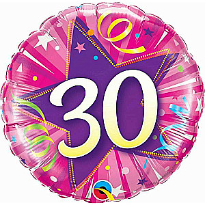 Фольгированный шар 18 "30 лет, звезда "розовый,46см