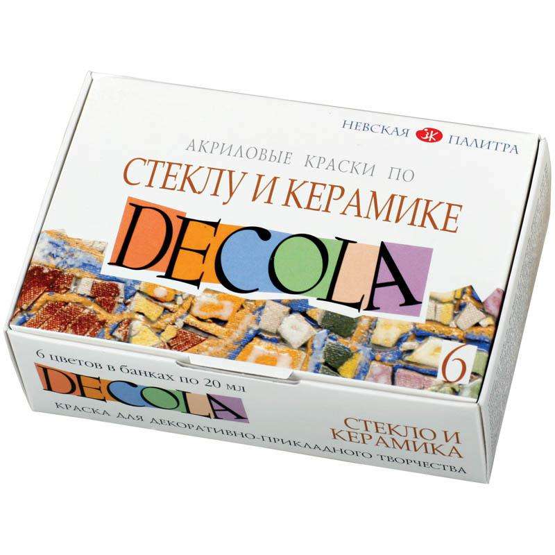 DECOLA Acrylic Paint Set for Glass and Ceramics 6pcs. 20ml each, cardboard packaging