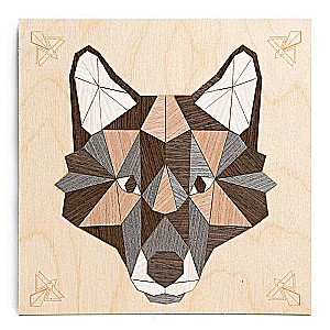 Bild auf Holz 20x20 cm - GRAUER WOLF