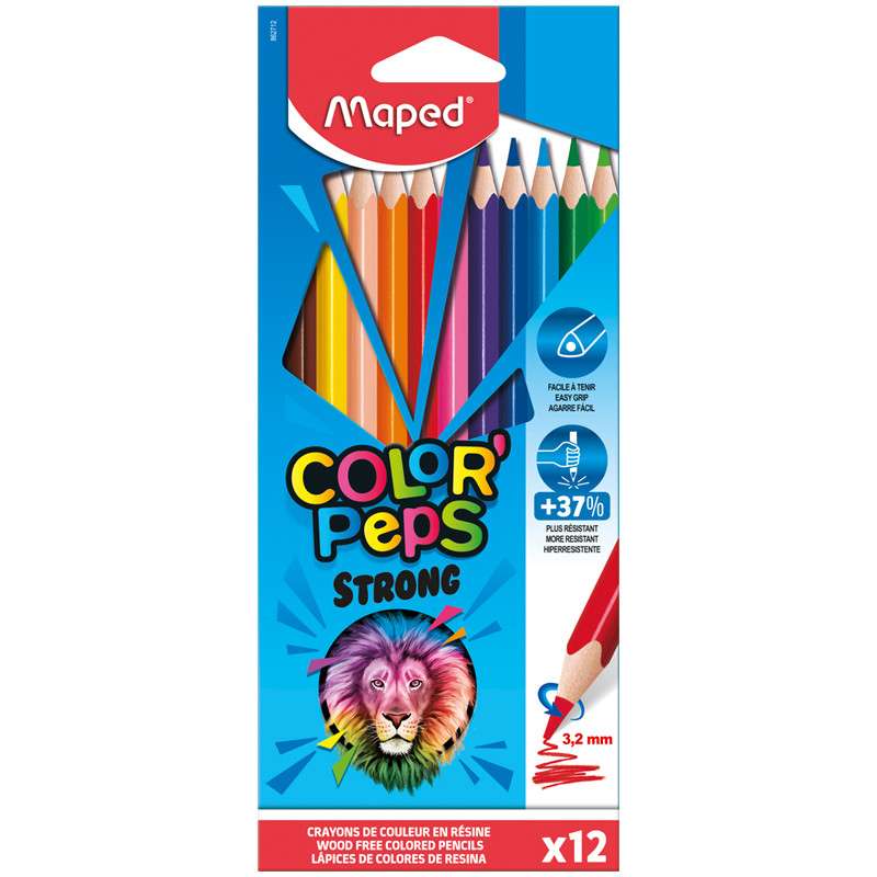 Krāsainie zīmuļi MAPED Color`Peps Strong 12 gab.