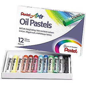 Olinės pastelinės Pentel Oil Pastels, 12 spalvų