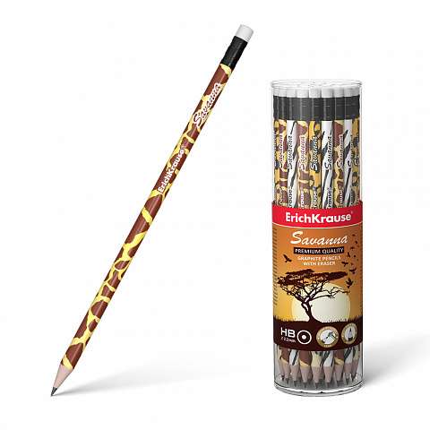 Schwarzgraphit Rundbleistift mit Radiergummi - Savanna HB