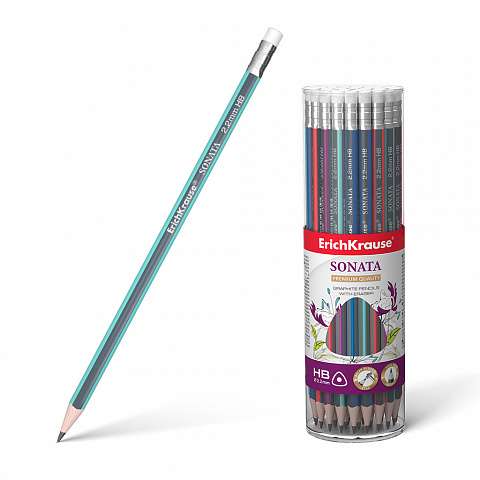 Schwarzer Graphit-Dreikant-Bleistift mit Radiergummi - Sonata HB