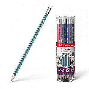 Schwarzer Graphit-Dreikant-Bleistift mit Radiergummi - Sonata HB