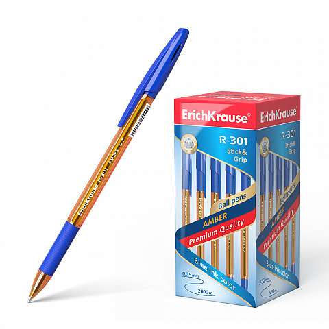 Kugelschreiber ErichKrause R-301 Amber Stick&Grip 0.7, Farbe der Tinte blau
