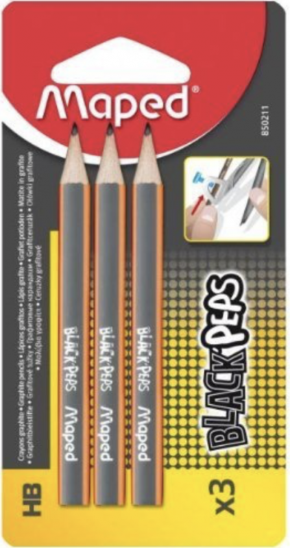 Карандаши MAPED BLACK PEPS чернографитные, 3шт (для циркуля)