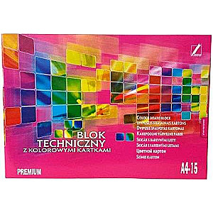 Colored Cardboard Kreska A4, 15 Sheets