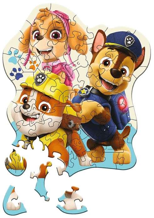 Puzzle 50 Wood Craft Junior Trefl: Wesoły Patrol Piesków