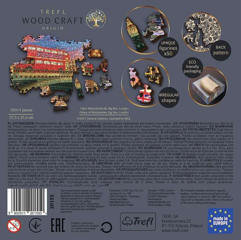 Puzzle 500+1 Trefl: Pałac Westminsterski, Big Ben