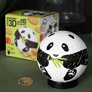 3D Пазл-копилка + 10 уроков про деньги. Панда. 60 деталей