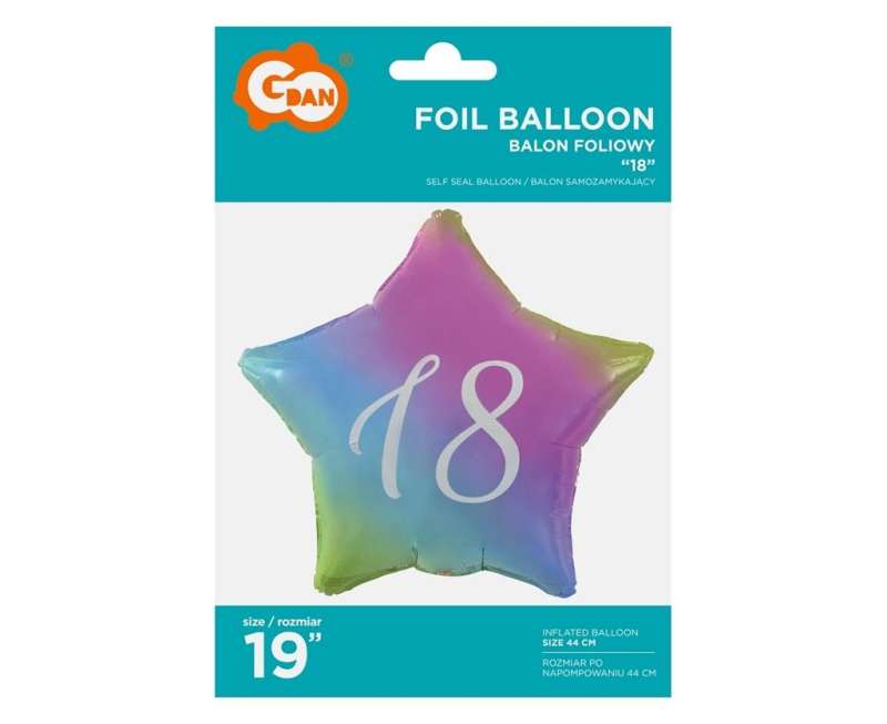 Folijuotas balionas 19 - Star - 18 metų