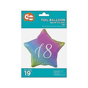 Folijuotas balionas 19 - Star - 18 metų