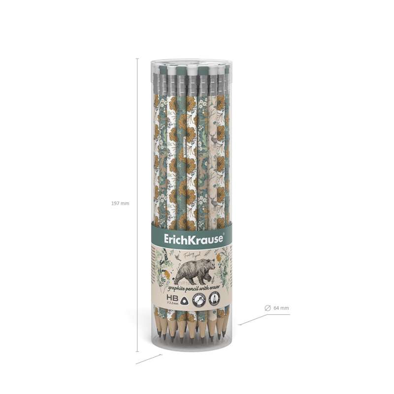 Dreieckiger Graphitstift mit Radiergummi ErichKrause Natural Life, HB