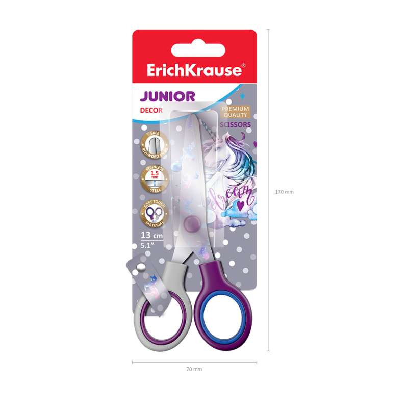 Schere ErichKrause Junior Decor Dream Unicorn, 13 cm