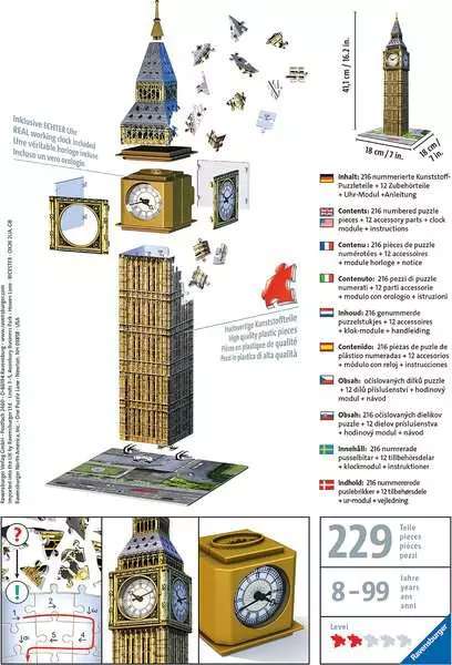 3D puzzle Big Ben z zegarem
