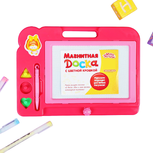 Magnetic board with colored crumbs, 3 stamps included, colors MIX