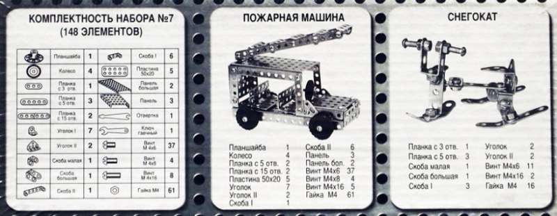 Конструктор металлический №7 148 эл.