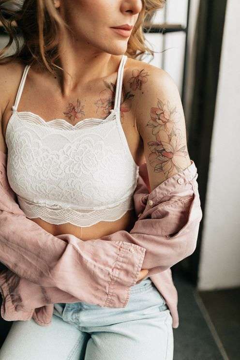 Tattoo - Temporary Sticker Pink Flowers 15.5x21cm