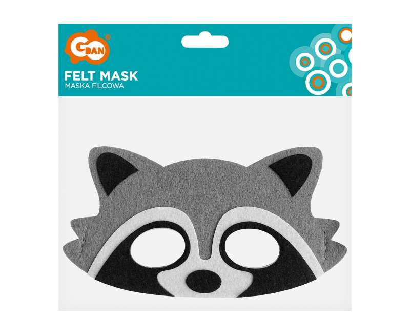 Filca maska - Raccoon, izmērs 18 x 9,5 cm