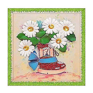 Creative set mosaic from sequins Field daisies 30 x 30 cm