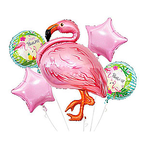 Set aus Folienballons Flamingo / 5 Stück