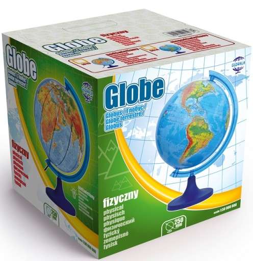 Globuss 250 mm. Fizisks. 3D ar gaismu