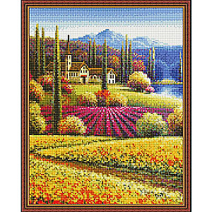 Mosaic diamentowa z naniesioną ramką - Toskańskie domki, 40x50cm